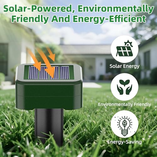 Solar Mole Repeller, Ultrasonic Mouse Repeller 4 Pieces, Animal Repeller for Repelling Moles, Moles, Snakes and Garden Rodents, Anti Moles, Against Pests