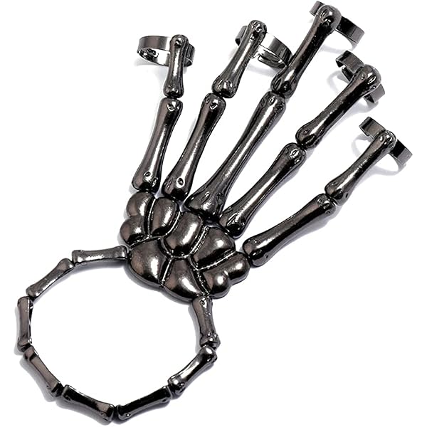 Pingyongchang Halloween Gothic Skeleton Hand Necklace | Skull Dangle Choker For Punk Rock Cosplay Jewelry