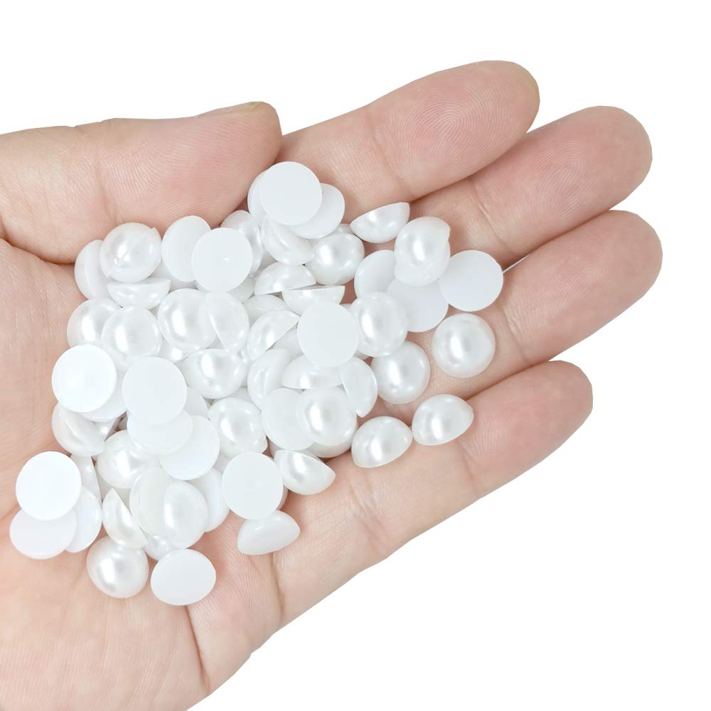Photo 1 of 10mm White Flatback Imitation Pearls Resin Pearl Beads Half Pearls Beads for DIY Crafts Making 175pcs (White)