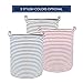 Wimaha Stripe Laundry Basket Laundry Foldable Large Hamper Cylinder Collapsible Kids for Clothes and Toys Organizer Storage Clothes Holder White Blue Striped Laundry Bag