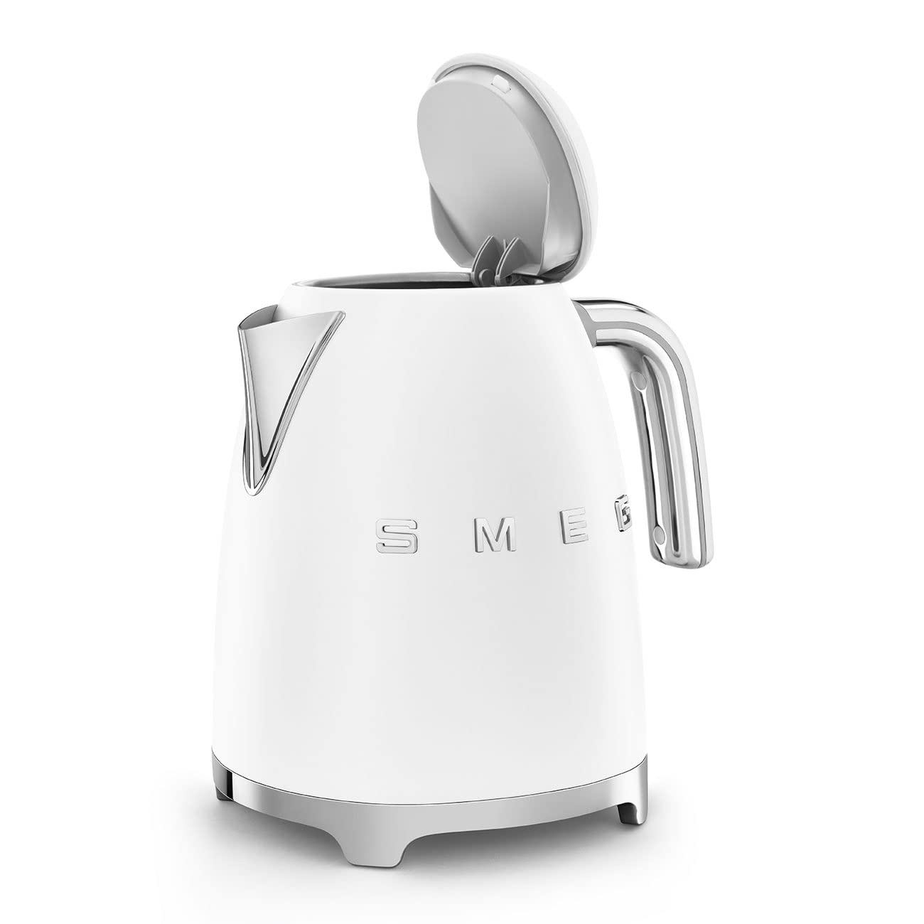 SMEG KLF03 Hervidor de Agua Eléctrico de 7 Tazas, Estilo Retro, Tapa de Apertura Suave, Apagado Automático, Base Giratoria de 360° - Blanco