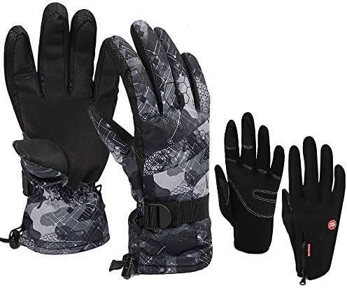 Canflo Winter Snow Gloves - 2 Pairs Waterproof Ski Snowboard Gloves Cold Weather Outdoor Sport Gloves for Men & Women (Large)