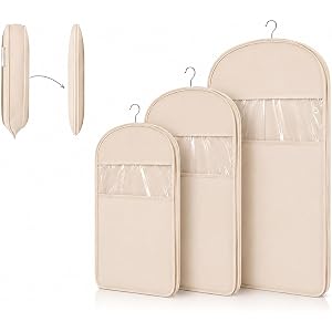 Hinleemly 3 Pack Down jacket Garment Bags for Hanging Clothes | Space Saving Closet Storage Bags with Clear Window, Washable