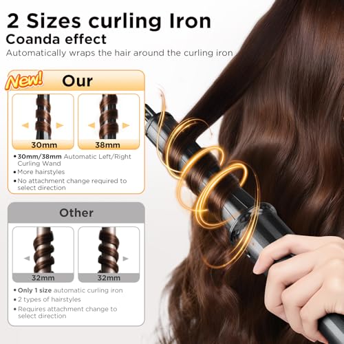 Uwithm Airstyler 5 in 1, Hairstyler 110000 rpm Professional Ionic Blow Dryer with 2 Size Curling Iron Auto-Wrap, Volume Brush, Hair Straightener Brush, Hair Styler for Quick Drying, No Heat Damage