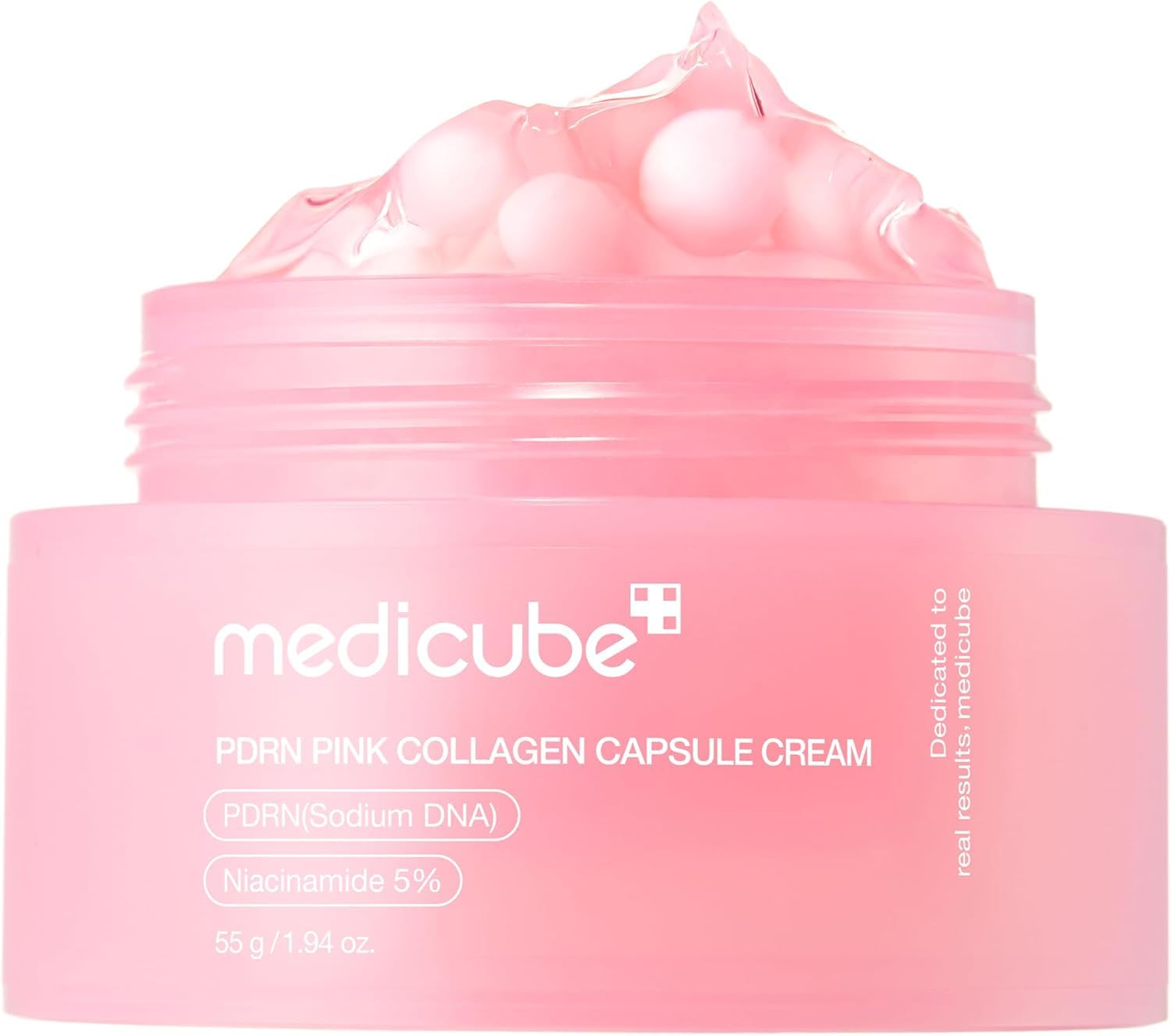 medicube 연어 DNA PDRN 캡슐 크림, 글로우 & 퍼밍 모이스처라이저 | 수분 공급, 글로우 및 고르지 않은 톤 케어를 위한 핑크 PDRN 및 콜라겐 캡슐이 함유된 경량 데일리 크림, 55g.