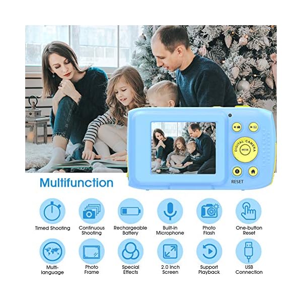Kids Camera Childrens Digital Camera 8MP 1080P Underwater Camera for Kids 2 Inch Screen 10 Feet Waterproof Digital Camera for Girls Boys Holiday Birthday Creative Gifts - Image 7