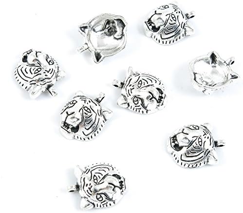 Qty 40 Pieces Antique Silver Tone Jewelry Making Supply Charms Findings E4NG7 Tiger Head