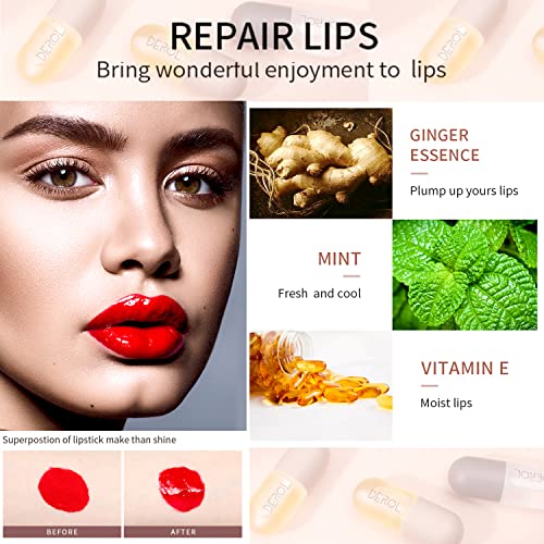 DEROL Lip Plumper Set,Natural Lip Plumper and Lip Care Serum,Lip
