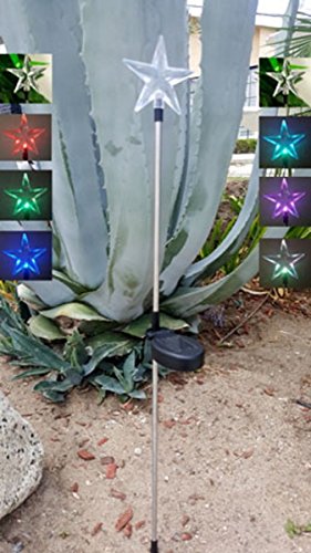 Star Solar Powered Garden Stake LED Lights, Set of 2, Color Changing Figurine Outdoor Yard Decor