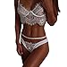 Lingerie Set , toraway Corset Lace Vest Bra Top + Thongs Set Underwear Suit (X-Large, # White)