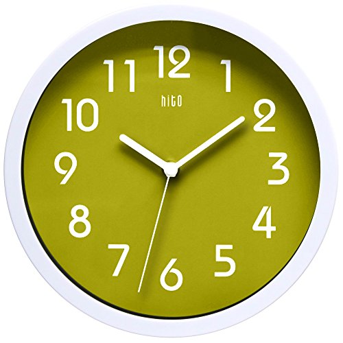 hito Silent Wall Clock, 10 inch Non ticking Excellent Accurate Sweep Movement Glass Cover, Decorative for Kitchen, Living Room, Bathroom, Bedroom, Office (Green) hito Silent Wall Clock, 10 inch Non ticking Excellent Accurate Sweep Movement Glass Cover, Decorative for Kitchen, Living Room, Bathroom, Bedroom, Office (Green)