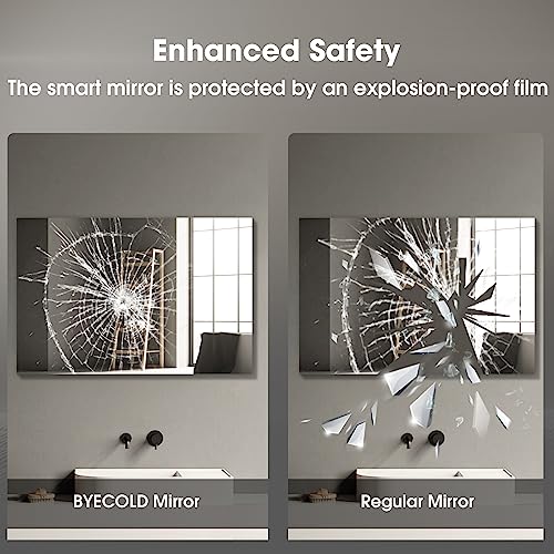 BYECOLD 40”x24” Smart Bathroom Mirror WiFi Enabled Weather Display