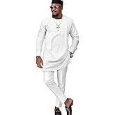 ATLYCOLOR African Church Suits for Men Dashiki Shirt Pant Two Piece Outfits Casual Attire Nigerian Clothes