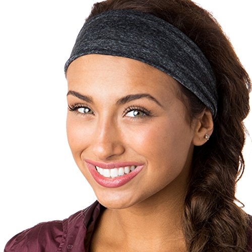 Hipsy Adjustable & Stretchy Xflex Wide Headbands for Women & Girls Gift Pack (3pk Black/Floral/Charcoal Xflex) - Thumbnail 3