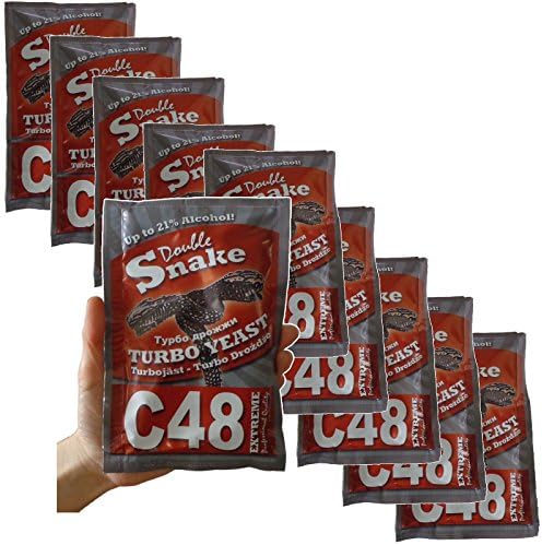 10x Double Snake C48 Turbo Yeast 25L 14%-21% ABV Homebrew Vodka Wash Moonshine