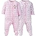 Gerber Baby Girls' 2-Pack Sleep 'N Play-Closeout, Little Pink Flowers, 0-3 Months