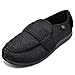 W&Lesvago Men's Extra Wide Width Adjustable Diabetic Slippers - Comfortable Indoor&Outdoor Shoes ((Men) US 11# Mesh, Mesh Black)