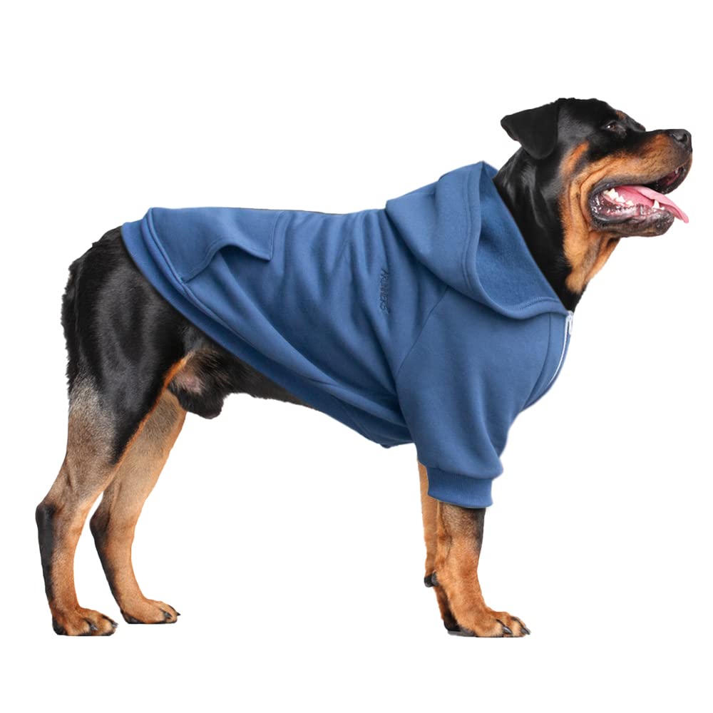 ARUNNERS Extra Large Dog Clothes Hoodies Zip Up Sweaters for big Dogs Labrador Golden Retriever Blue 5XL