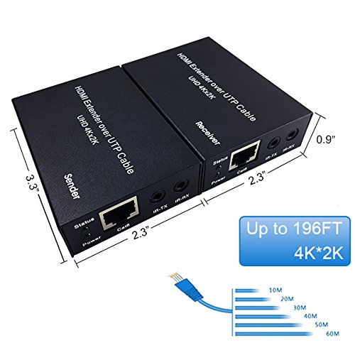 Bluesky 4K HDMI Extender, 197FT HDMI Extender over Single CAT6 Ethernet Cable with Bi-directional IR Remote Support 4Kx2K, 3D, 1080P, EDID HDCP CEC DTS-HD - Thumbnail 3