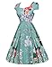 Women's 1950s Retro Vintage Cap Sleeve Party Swing Dress (L, Light Green)