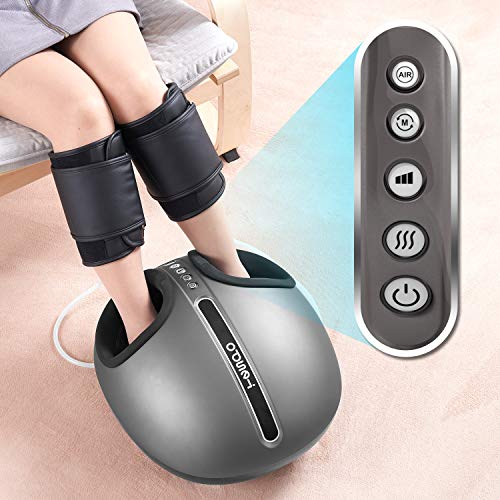 Shiatsu Foot & Leg Massager Machine Tespo Electric Deep Kneading Massage with Heat, Foot & Leg Air Compression, Relieve Foot Pain from Plantar Fasciitis, Improve Blood Circulation