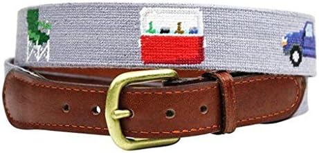 Tailgating Needlepoint Belt in Steel Grey by Smathers &amp; Branson