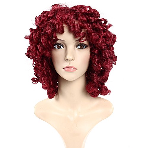 Celebrity Wigs Girls Loose Jerry Curly Middle Long Hair Women Cosplay Wig Wine Red
