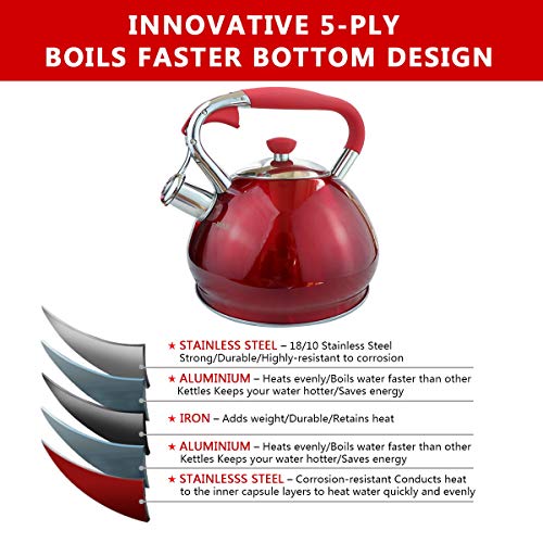 Whistling Tea Kettles Stovetop with Boils Faster Bottom,Surgical