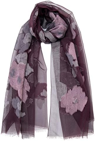Elizabetta Italian Silk Organza Fil Coupè Evening Formal Shawl Wrap Scarf (Plum)