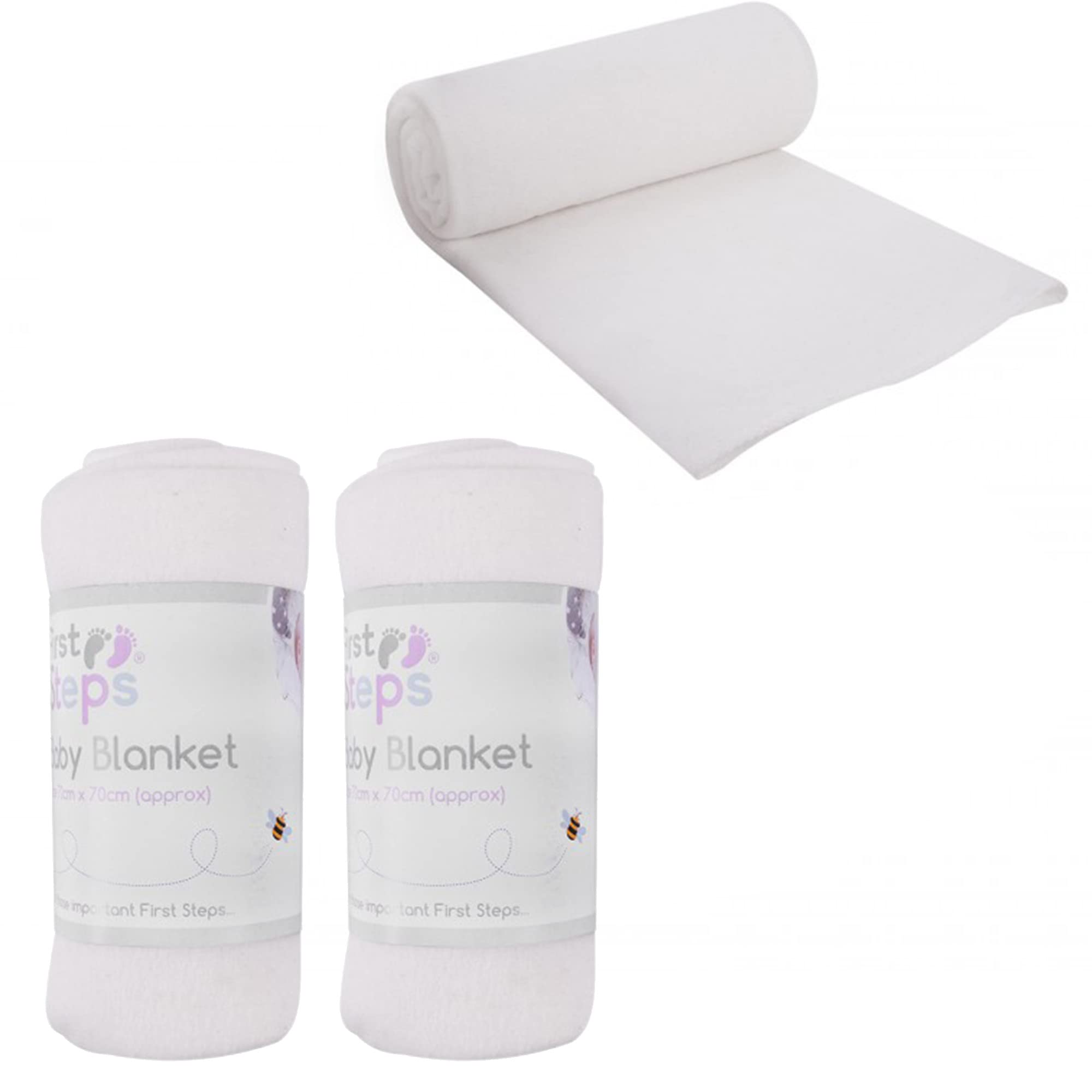3 Pack Super Soft Baby Fleece Blankets 70 x 70cm for Babies from Newborn Ideal for Cot, Pram, Crib, Car, Moses Basket, Pushchair, Car and General Everyday Use, Pets Also Love Them (Ivory)