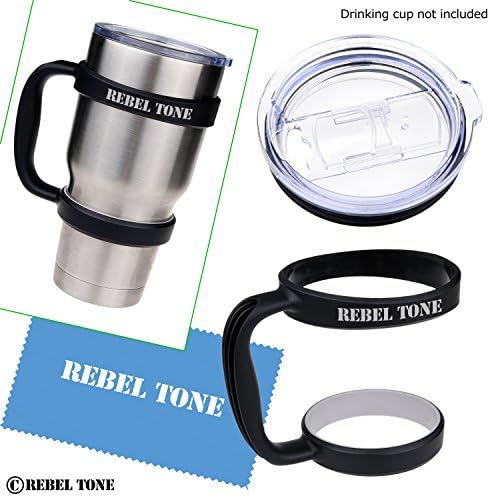 Handle Grip and Slide Lid for Yeti Rambler Tumbler 30 oz - Non Leaking Slide Lid - Perfect Yeti Rambler Lid Replacement - Also for Straws - Handle Offers Firm Grip - Turns Your Yeti Cup into a Mug