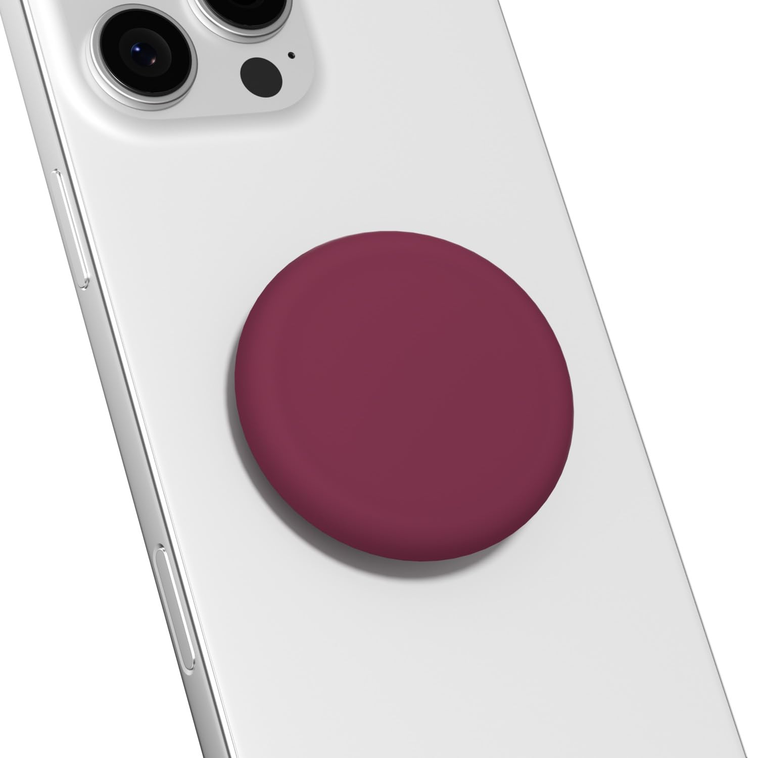 Svanove Silicone Adhesive Phone Grip Holder, Cute Collapsible Stick on Cell Phone Grips Stand Kickstand for iPhone Samsung, Slim Thin Matte Solid Color Soft Rubber Sticky Phones Grips, Burgundy