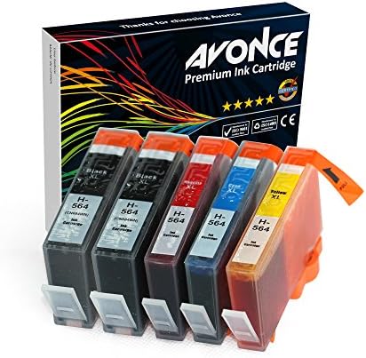 Avonce 5 pack Compatible Ink Cartridges for hp 564xl ink cartridges for HP Photosmart 5520 6520 7520 5510 6510 7510 7525 B8550 C6380 D7560 Premium C309A C410 4620 3520