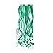SWACC 7 Pcs Full Head Party Highlights Clip on in Hair Extensions Colored Hair Streak Synthetic Hairpieces (20-Inch Curly, Green)thumb 4