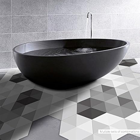 Amazon Yanqiao ウォールステッカー 床ステッカー 黒い 白い 灰色 三色 模様 タイルステッカー 3d壁紙 シール 防水 壁飾り 壁紙 おしゃれ 浴室 トイレ ウォールステッカー オンライン通販