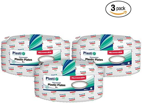 [300 Count] Plasti Plus Disposable Plastic White 7 Inch Heavy Weight Dinner Plates, Great For Weddings, Home, Office, School, Party, Picnics, Take-out, Fast Food, Outdoor, Events, Or Every Day Use,