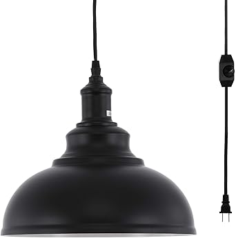 Hmvpl Industrial Barn Pendant Light With Plug In Cord And On Off