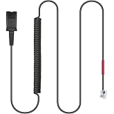 U10P-S Adapter RJ9 HIS Cable for Plantronics Quick Disconnect Headsets | Plantronics QD Coil Cord Compatible with Yealink T20P T21P T26P T23G T46G, Avaya 1608 9608 9611, Panasonic Snom Desk Phones