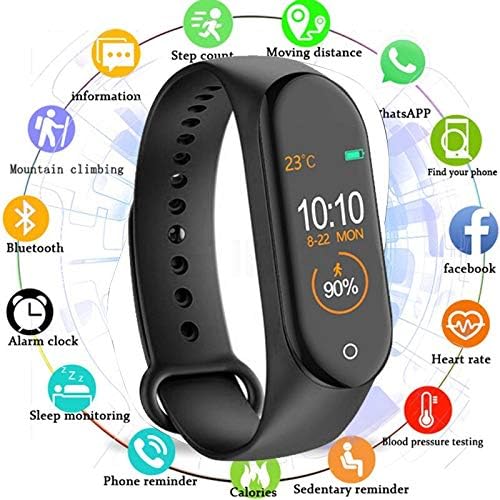 MARVIK Smart Fitness Band with Activity Tracker | Waterproof Technology | Pedometer | Heart Beat Sensor | Blood Pressure Monitor Compatible with Android and iOS Devices - Black