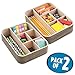 mDesign Plastic Woven Home, Office Drawer Storage Tray - Divided for Countertop, Desk, Workspace - for Gel Pens, Colored Pencils, Erasers, Tape, Paper Clips, 6 Compartments, 2 Pack - Pearl Champagne