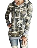 Women's Camouflage Hoodies Pullover Sweatshirt Hooded Camo Sweater with Pockets Casual Loose Fit Shirt Tops
