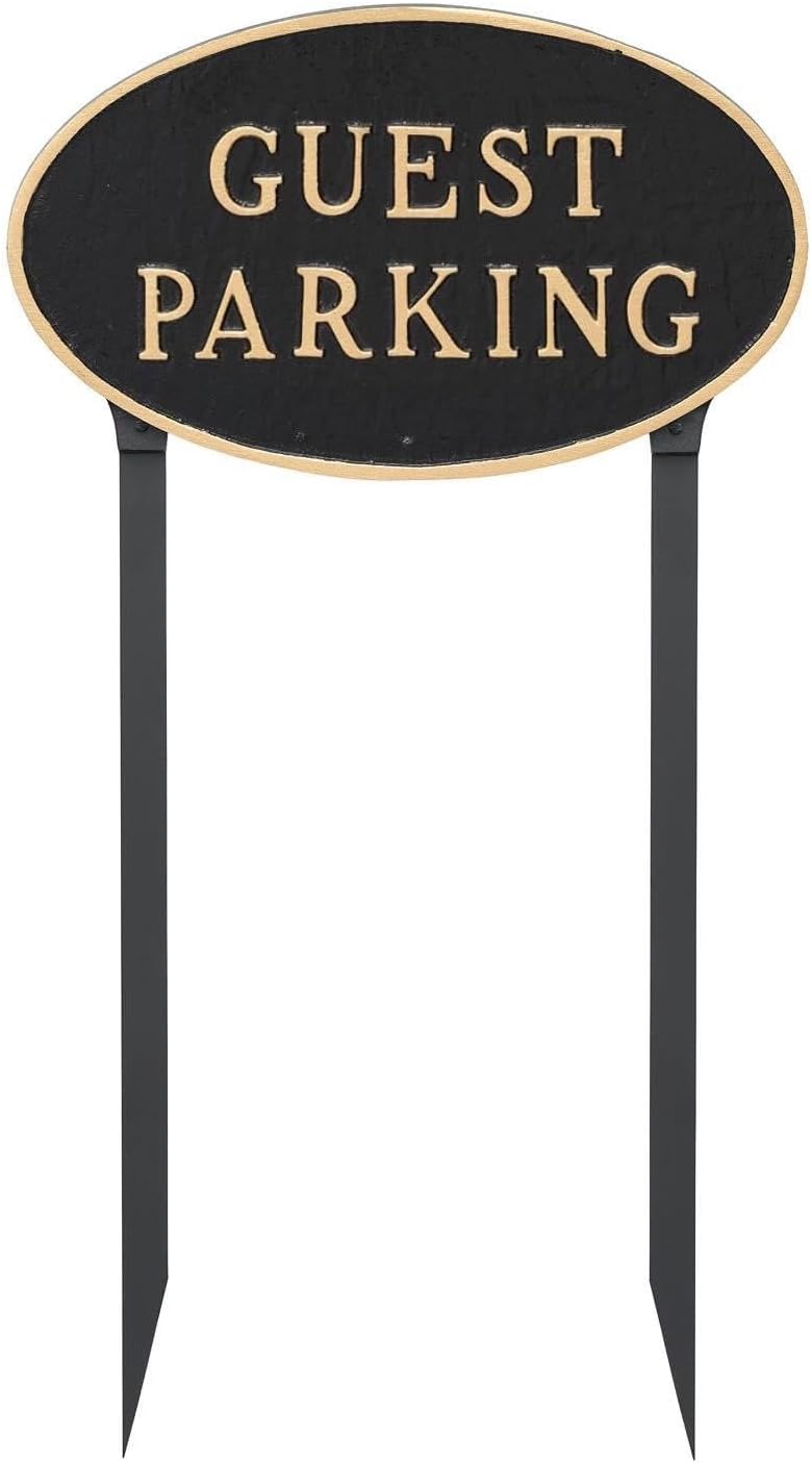 Plaques & Wall Art - Montague Metal Products - Cast Metal Guest Parking Oval Statement Plaque Sign - WALL or LAWN Display Plaque - Parking Sign - Business Plaque - Easy to Install - UV Resistant