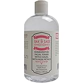 Oak & Sage Homeopathic Facial Toner Witch Hazel with Rose Petals - Unscented - 12oz Astringent, 100% Pure, No Alcohol, No Additives