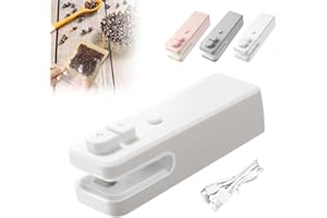 ATFIRST Mini Bag Sealer, 2024 New 2 in 1 Heat Sealer with Cutter USB Rechargeable, Mini Sealing Machine Heat Seal Tool, Portable Vacuum Food Sealer Bag Sealing Machine for Snack Bags(White,1pcs)