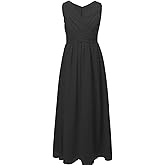 FAIRY COUPLE Girl's V-Neck Juniors Bridesmaid Party Dresses Long Flower Girl Dress