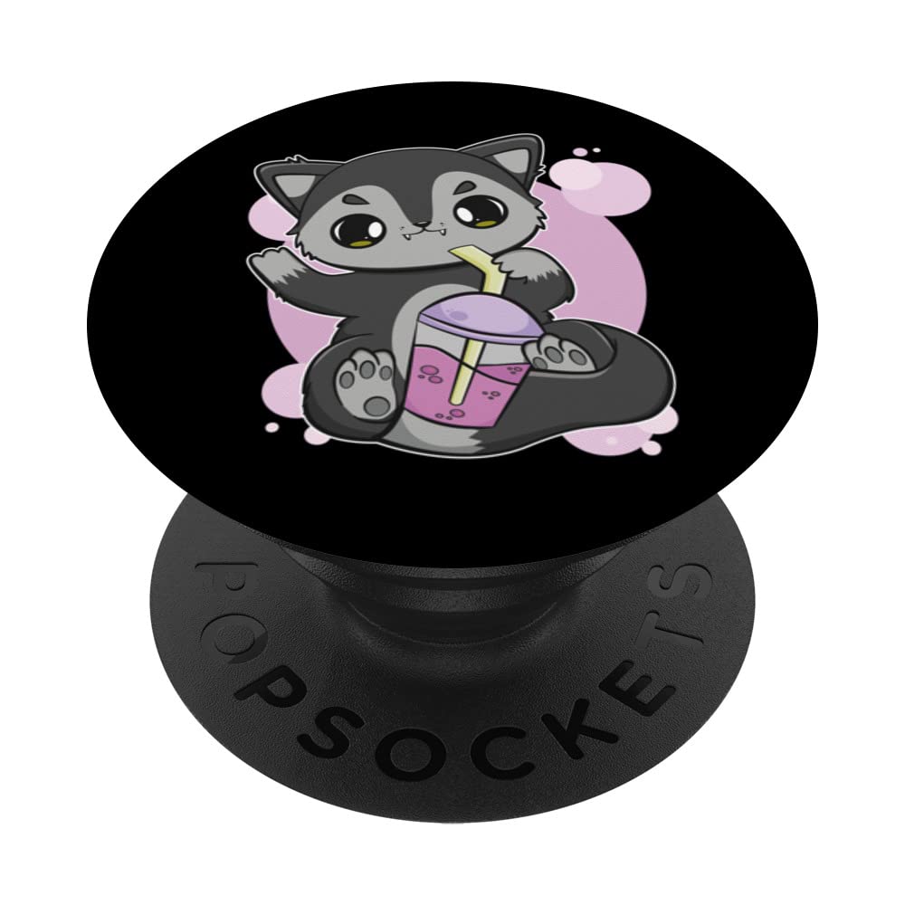 Black Fox Drinks Bubble Tea Milk With Boba PopSockets Swappable PopGrip