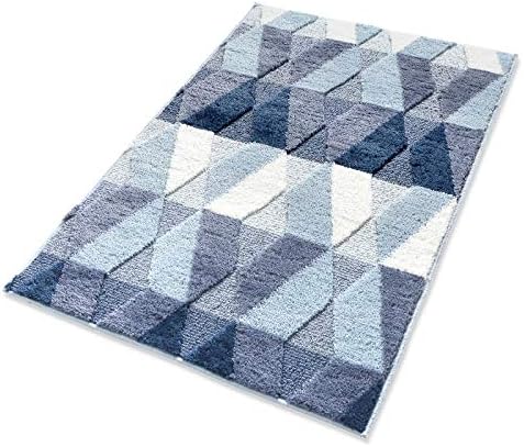 Bathroom Rugs Runner 17" x 47" Extra Long Bath Rug for Bathroom Floor Mat Non Slip Washable Absorbent Shaggy Long Carpet for Showers Sink Tub, Blue