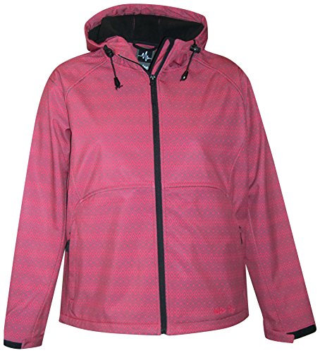 Pulse Womens Extended Plus Size Soft Shell Hooded Jacket (1X (16/18), Melon Diamond)