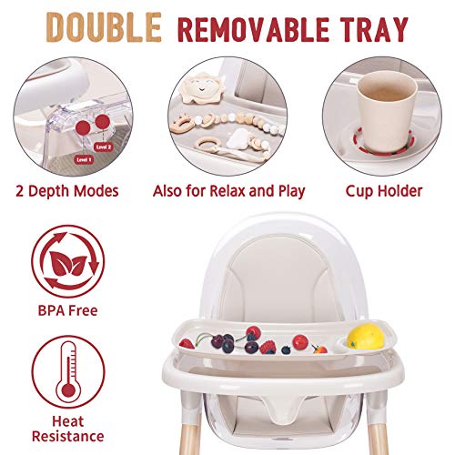 Baby High Chair, 7in1 Convertible Wooden High Chair, Rocking Chair