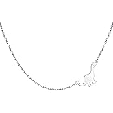 DAOCHONG S925 Sterling Silver Jewelry Sideways Cool Dinosaur Animal Choker Necklace for Women 14+4"